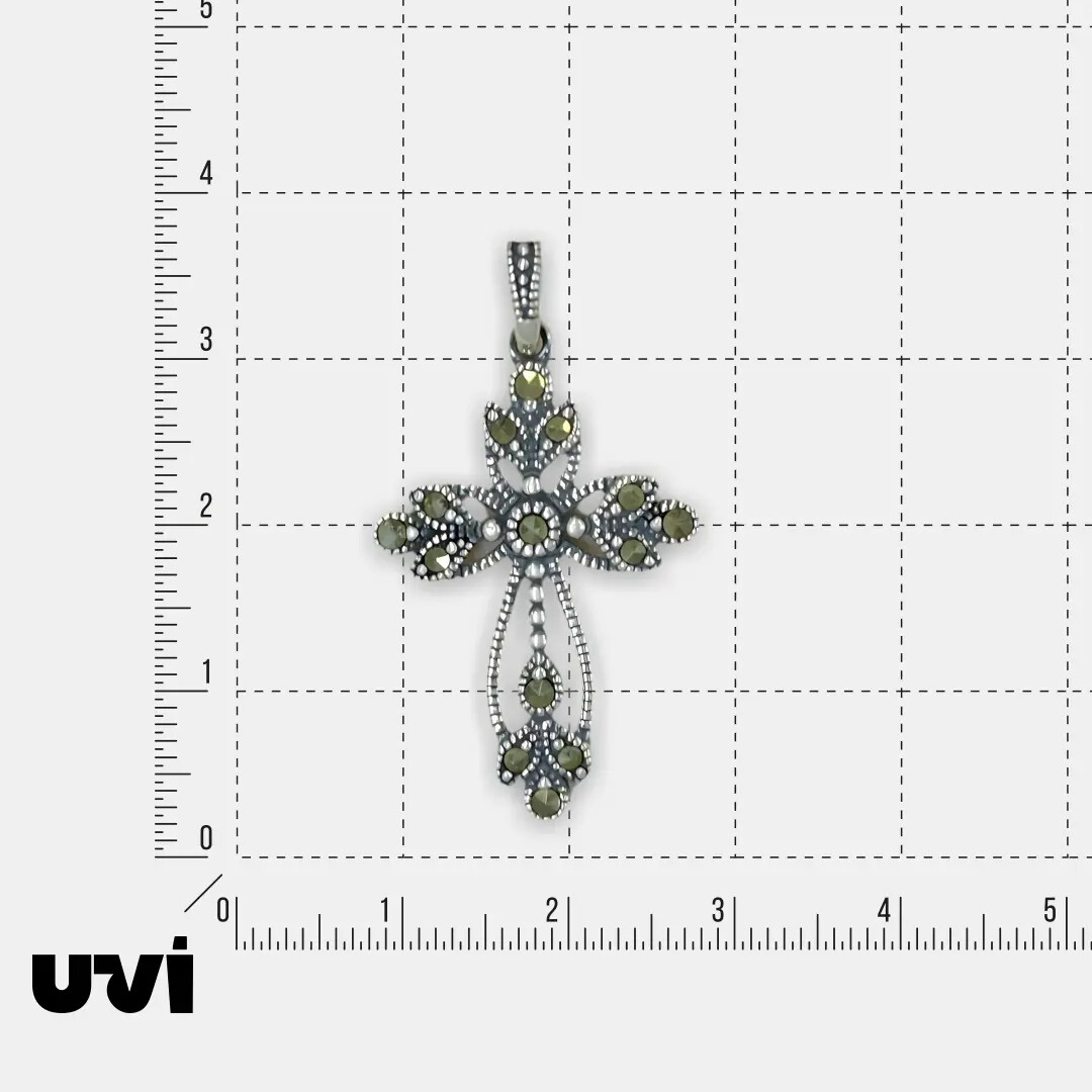 Серебряная подвеска-крест с марказитами